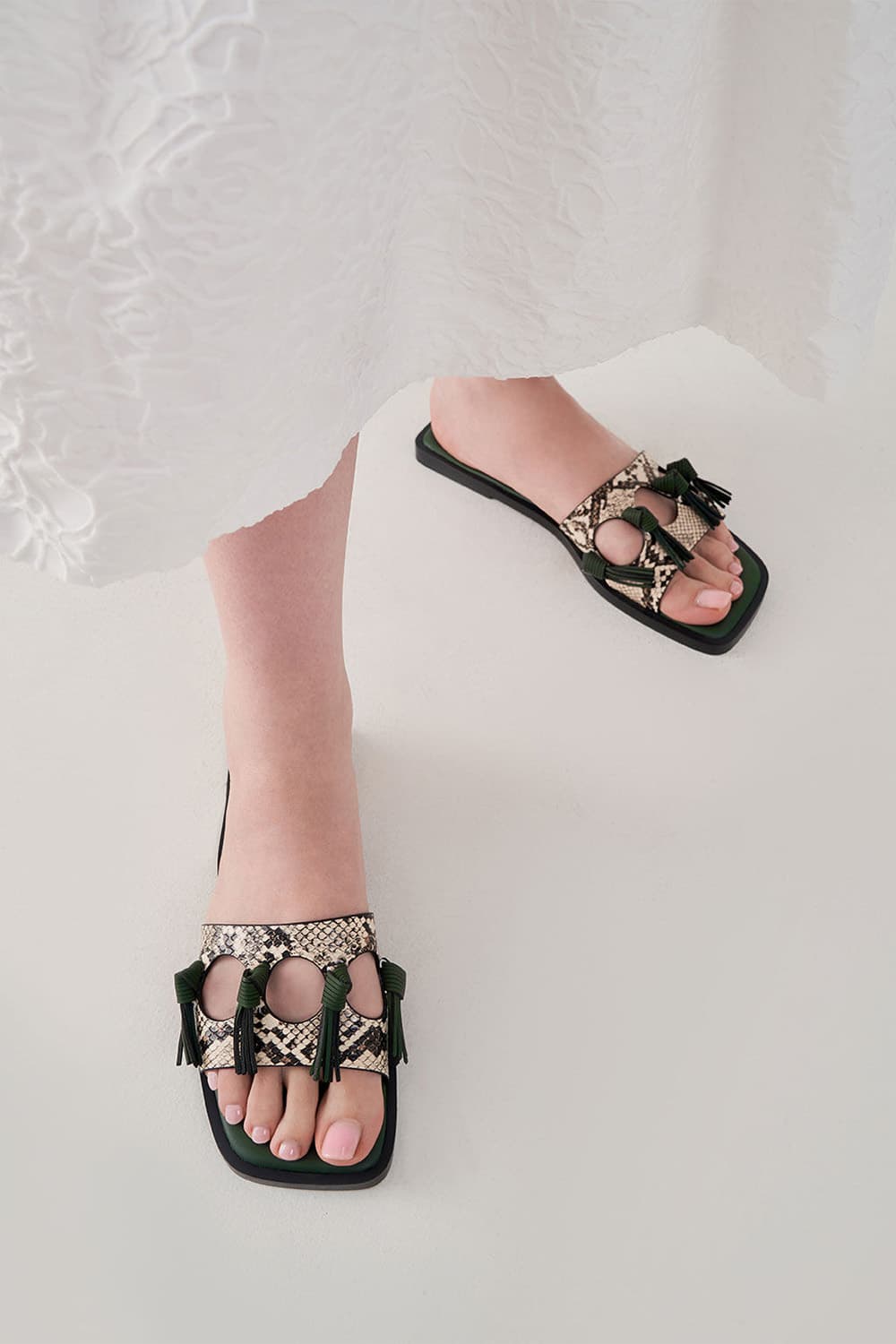 Women's fringe detail slide sandals - CHARLES & KEITH